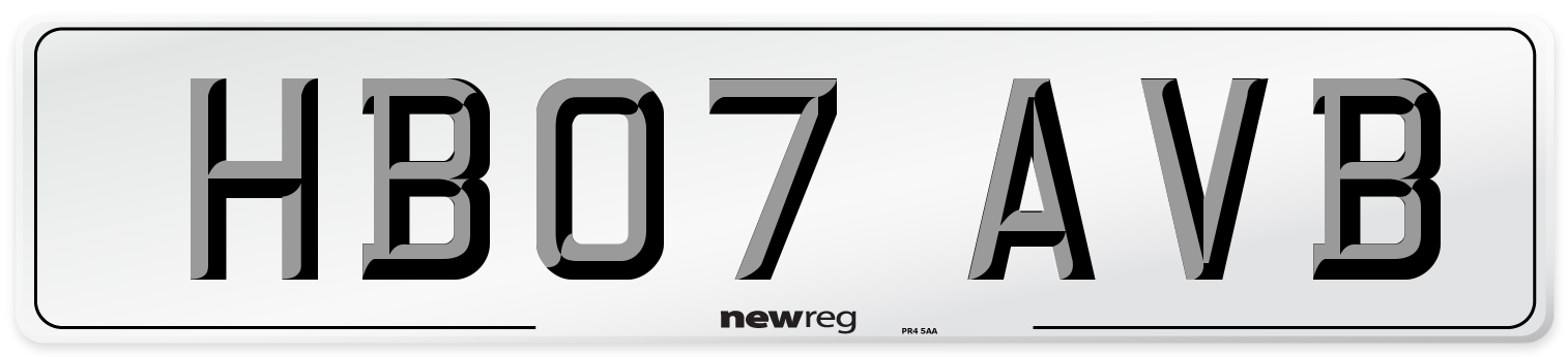 HB07 AVB Number Plate from New Reg